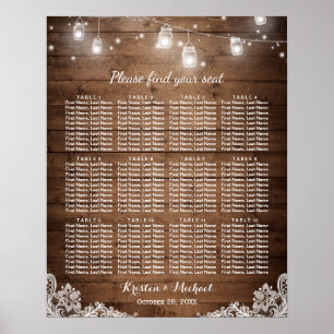 12 Tables Rustic String Lights Seating Chart