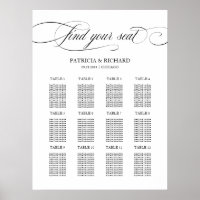 12 Tables Wedding Seating Plan Black Script
