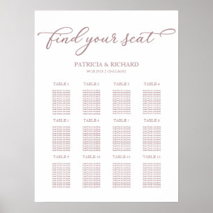 12 Tables Wedding Seating Plan Chic Script Poster