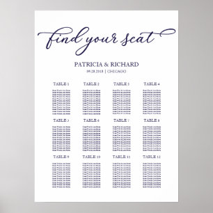 12 Tables Wedding Seating Plan Chic Script Sign