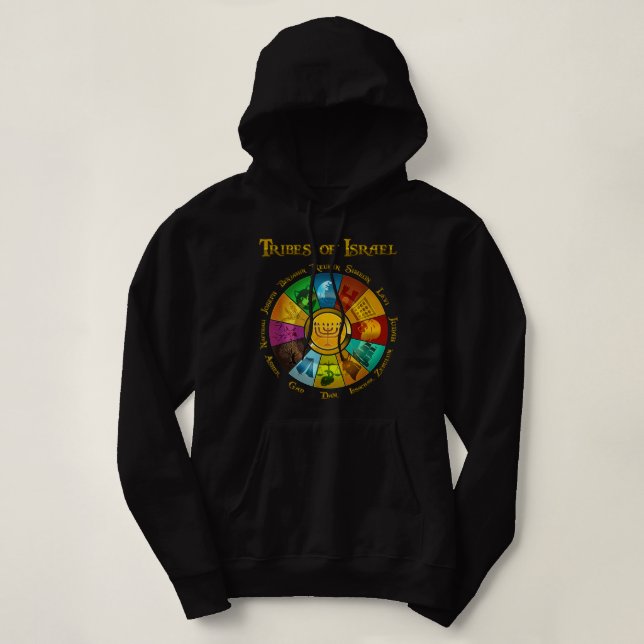 12 Twelve Tribes Of Israel Hebrew Jewish Israelite Hoodie (Design Front)
