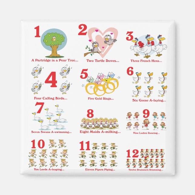 12 twelves days of christmas complete magnet (Front)