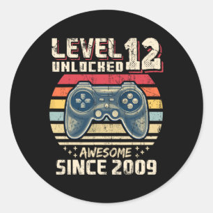 12 Unlocked Awesome 2009 Video Game 12th Birthday Classic Round Sticker