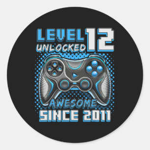 12 Unlocked Awesome 2011 Video Game 12th Birthday  Classic Round Sticker