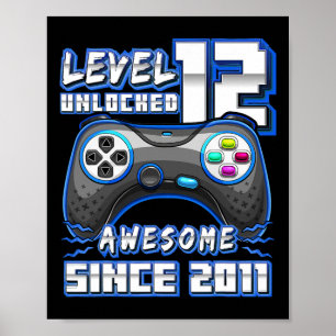 12 Unlocked Awesome 2011 Video Game 12th Birthday  Poster