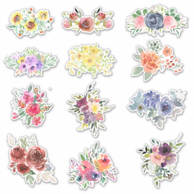 12 Watercolor flowers (Front)