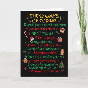 12 Ways Of Coping Funny Christmas Mental Health  Card