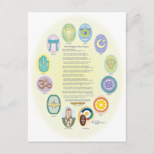 12 World Religion Symbols & Prayer Postcard