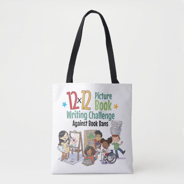 12 x 12 Against Book Bans Character Tote (Front)
