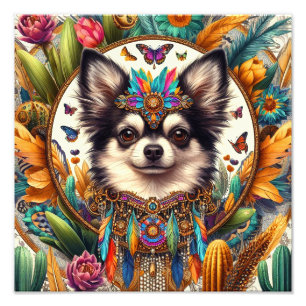 12" x 12" Print Pet Portrait Longhair Chihuahua