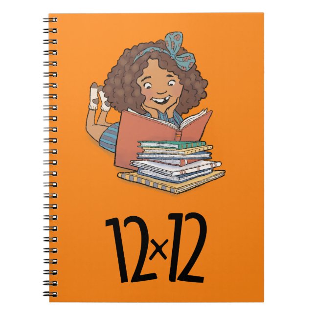 12 x 12 Reader Girl Spiral Notebook Orange (Front)