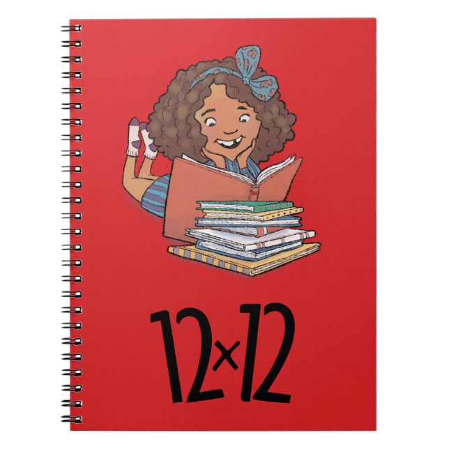 12 x 12 Reader Girl Spiral Notebook Red (Front)