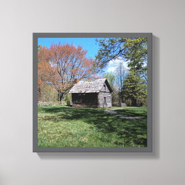 12" x 12" Rustic Log Cabin Canvas Print (Front)