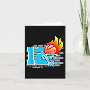 12 Year Old 12th Basketball Birthday Party Theme B Card