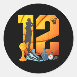 12 Year Old 12th Basketball Birthday Partytheme Bo Classic Round Sticker