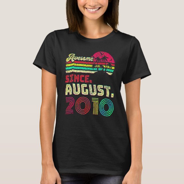 12 Year Old Awesome Since August 2010 12th Birthda T-Shirt (Front)