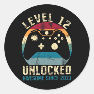 12 Year Old Birthday 12th Son Boy Gamer Awesome Si Classic Round Sticker