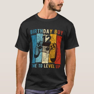 12 Year Old Birthday Boy 12 Time To Level Up 12th T-Shirt