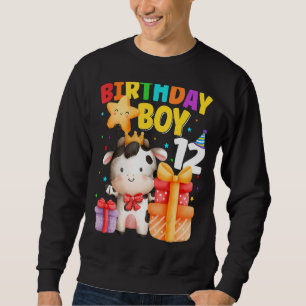 12 Year Old Birthday Boy 12th Cow Farm Animals B D Sweatshirt