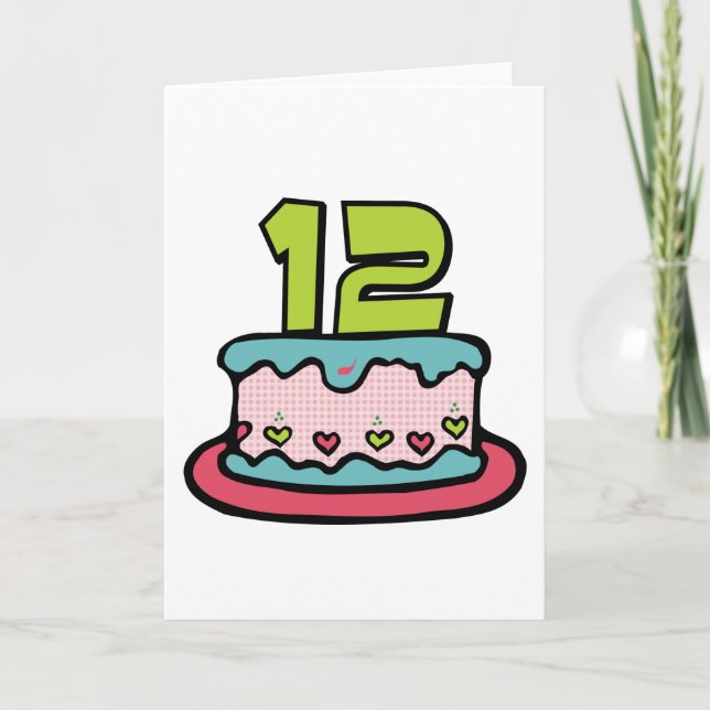 12 Year Old Birthday Cake Card (Front)