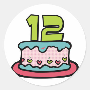 12 Year Old Birthday Cake Classic Round Sticker