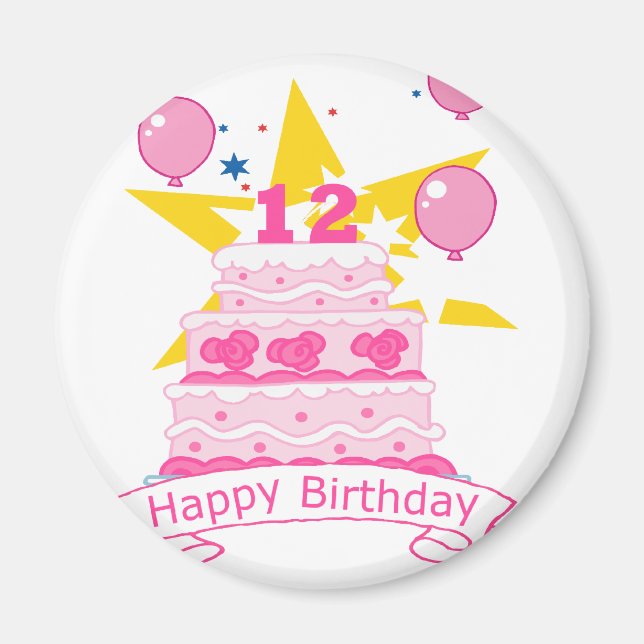 12 Year Old Birthday Cake Magnet (Front)