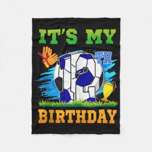 12 Year Old Boy Its My 12th Birthday Soccer Theme Fleece Blanket