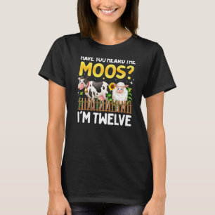12 Year Old Cow Birthday 12th Boy Girl Farm Twelve T-Shirt