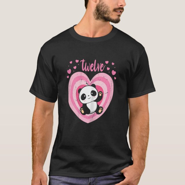 12 Year Old Cute Panda Birthday Girl 12th B Day T-Shirt (Front)
