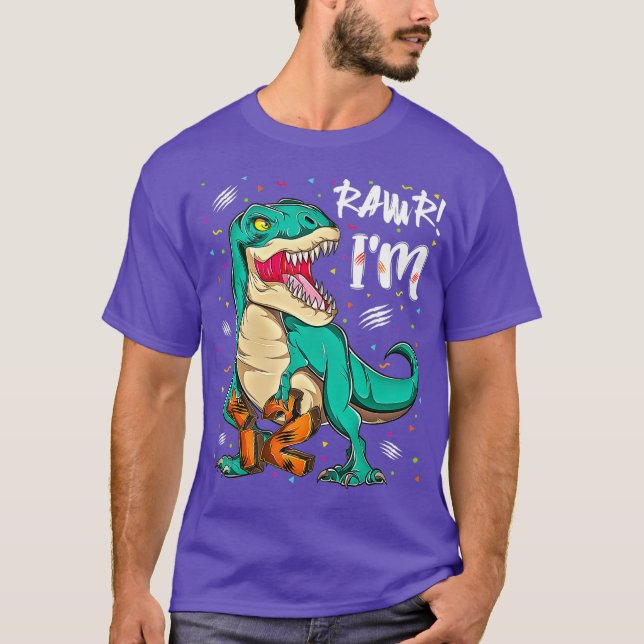 12 Year Old dinosaurs birthday 12th Party Rawr T T-Shirt (Front)