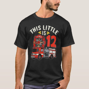 12 Year Old Firefighter Birthday Party Fire Truck T-Shirt