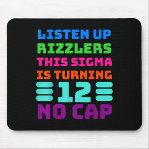 12 Year Old Funny Birthday Shirt - Rizz, Sigma, Br Mouse Mat