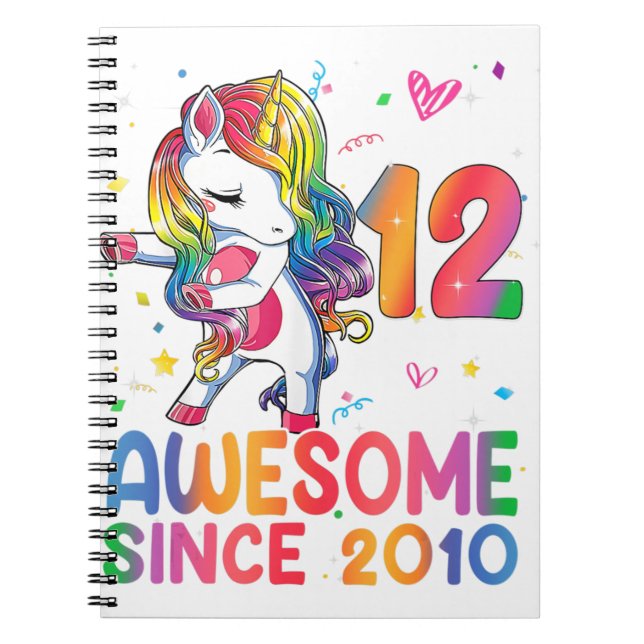 12 Year Old Gifts Girls Teens Dabbing Unicorn 12th Notebook (Front)