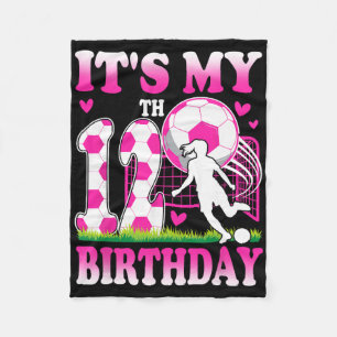 12 Year Old Girl Birthday Soccer Themed Party 12th Fleece Blanket