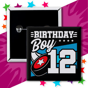 12 Year Old Hockey Party Theme 12th Birthday Boy 15 Cm Square Badge
