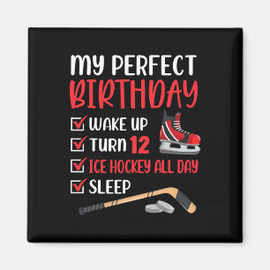 12 Year Old Ice Hockey Birthday Party 12th Boy Bda Magnet