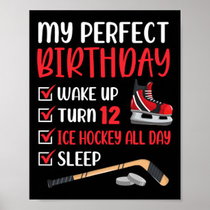 12 Year Old Ice Hockey Birthday Party 12th Boy Bda Poster