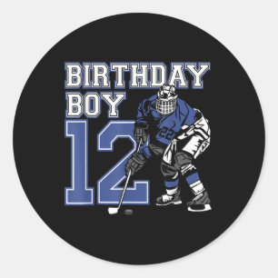 12 Year Old Ice Hockey Themed Birthday Party 12th Classic Round Sticker