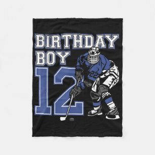12 Year Old Ice Hockey Themed Birthday Party 12th Fleece Blanket