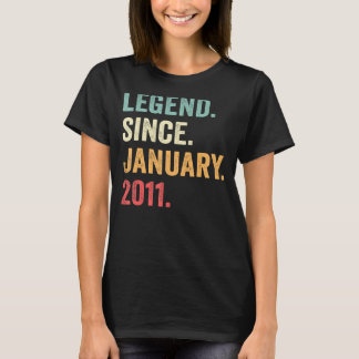 12 Year Old  Legend Since January 2011 12th Birthd T-Shirt
