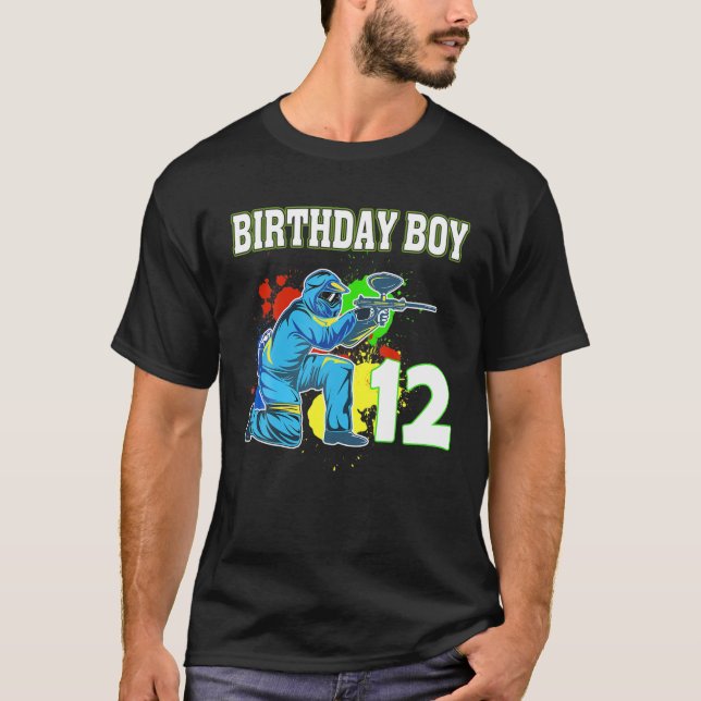 12 Year Old Paintball Birthday Party Boys 12Th For T-Shirt (Front)