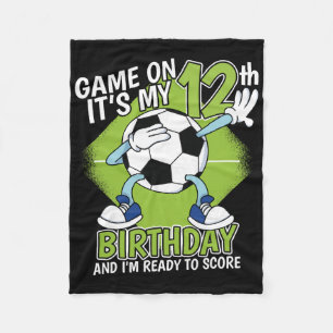 12 Year Old Soccer Player Boy 12th Birthday Soccer Fleece Blanket