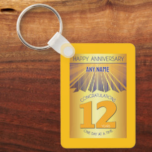12 Year Sober Anniversary Golden Ray 12 Step Key Ring