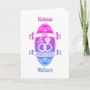 12 Year traditional Silk 12th wedding anniversary Card