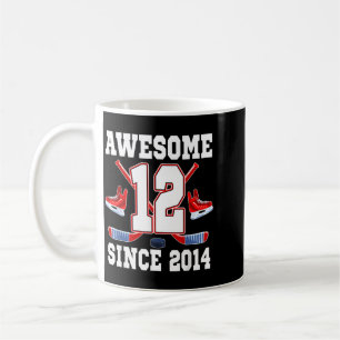 12 Years Awesome Since 2014 Hockey Theme Birthday Coffee Mug