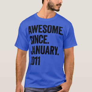 12 Years Awesome Since January 2011 12th Birthday T-Shirt