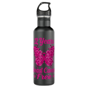12 Years Breast Cancer Free Survivor Butterfly 710 Ml Water Bottle
