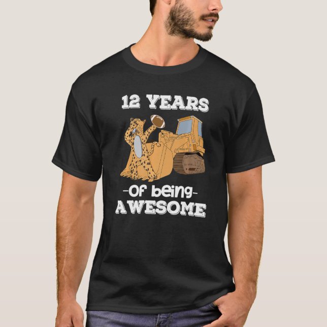 12 Years Of Being Awesome Boys Cheetah 12th Birthd T-Shirt (Front)