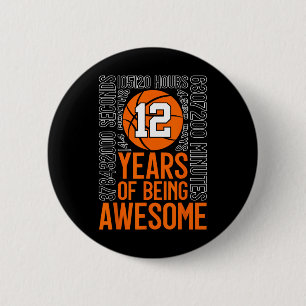 12 Years Of Being Awesome Sketll 12th Birthday  6 Cm Round Badge