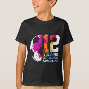 12 Years Of Being Awesome Soccer 12th Birthday T-Shirt
